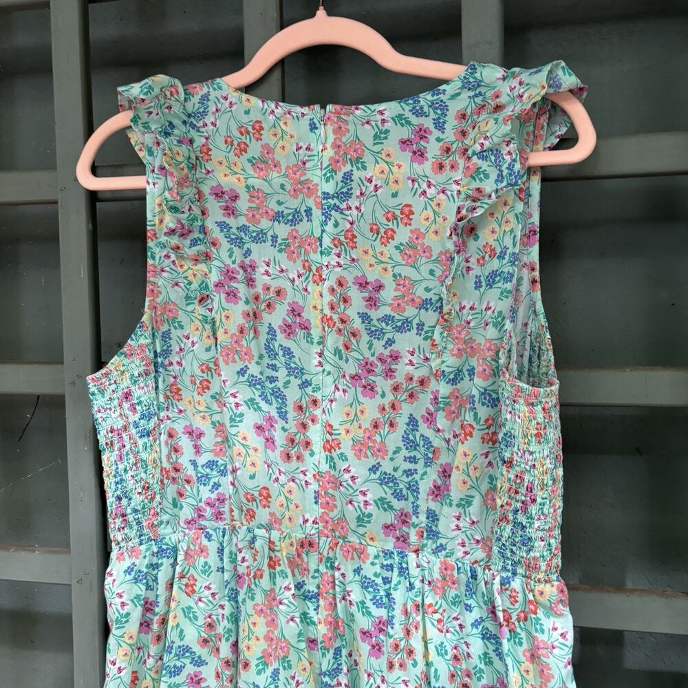 J.CREW Floral Tiered Ruffle V-Neck Sleeveless Midi Sundress 12 Cottagecore - Picture 5 of 8